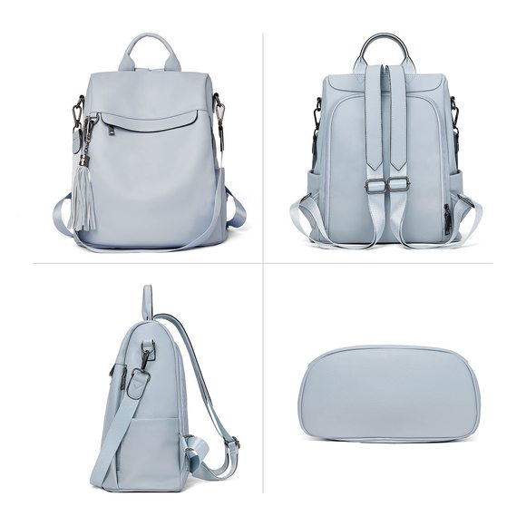 Backpack Purse Leather Anti-Theft Travel Fashion Shoulder Bag Blue V O_O